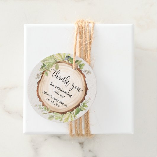 素朴な緑豊かな森のベイビーシャワープレゼントタグ フェイバータグ (インサイチュ)