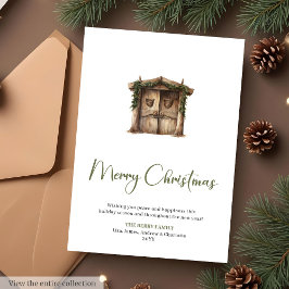 素朴な編集可能なほっこりホリデークリスマスグリーティング シーズンカード