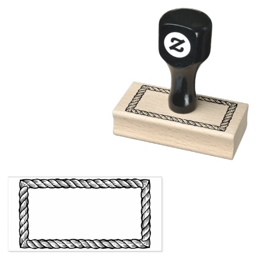 素朴な縄のシンプルな長方形1x2フレーム ラバースタンプ (押印)