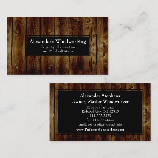 素朴な縦木は大工仕事の建築に乗ります 名刺 (正面/裏面)