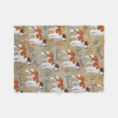 素朴な織り目加工の背景を持つサンベルナール峠犬、 フリースブランケット (正面(横))