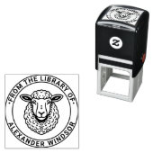 素朴な羊の頭図書館本の名前 セルフインキングスタンプ (インサイチュ)