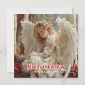 素朴な美しい天使のデジタルクリスマスグリーティング シーズンカード (正面)