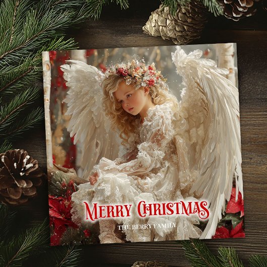 素朴な美しい天使のデジタルクリスマスグリーティング シーズンカード