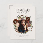 素朴な群葉および枝角の写真の卒業 案内ポストカード (正面/裏面)