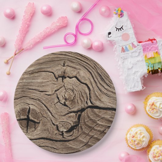 素朴な老化させた木製の穀物の使い捨て可能な紙皿 ペーパープレート (パーティー)