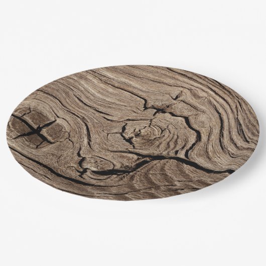 素朴な老化させた木製の穀物の使い捨て可能な紙皿 ペーパープレート (アングル)