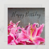 素朴な背景にピンクのユリの花誕生日 (正面/裏面)