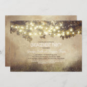 素朴な自然ツリー分岐ライト婚約パーティ 招待状 (正面/裏面)