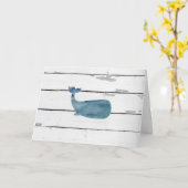 素朴な航海のなクジラのシルエットShiplap カード (黄色い花)