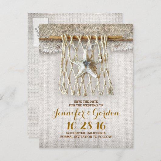 素朴な航海のビーチ日付はがきを保存 案内ポストカード (正面/裏面)