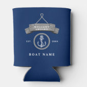 素朴な航海のボート名いかりロープ海軍ブルー 缶クーラー (裏面)