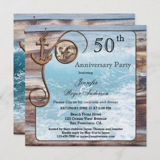 素朴な航海の記念日招待状 招待状 (正面/裏面)