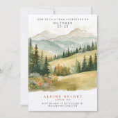 素朴な色彩の山小屋での一時 水彩 招待状 (正面)