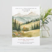 素朴な色彩の山小屋での一時 水彩 招待状 (スタンド正面)