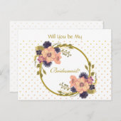 素朴な花たちと一緒に、私のウェディングパーティに来てくれる？ インビテーションポストカード (正面/裏面)