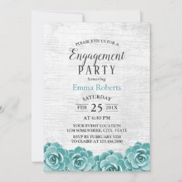 素朴な花と瑞々しい緑の木製の納屋をイメージしたエンゲージメントパーティー 招待状