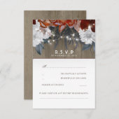 素朴な花のひもはRSVPカードを結婚することをつけます 出欠カード (正面/裏面)