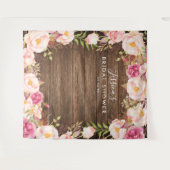 素朴な花のウェディングシャワーの背景 タペストリー (正面(横))