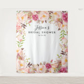 素朴な花のウェディングシャワー背景 タペストリー (正面)