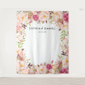 素朴な花のウェディングフォトプロップ背景 タペストリー (正面)