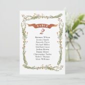 素朴な花のウェディング席次表。カントリー風のプラン 招待状 (スタンド正面)