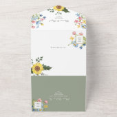 素朴な花のカラフルな結婚式 オールインワン招待状 (外側)