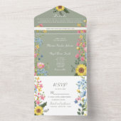 素朴な花のカラフルな結婚式 オールインワン招待状 (内側)