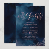 素朴な花のカリグラフィーがエンゲージメントパーティを祝う 招待状 (正面/裏面)