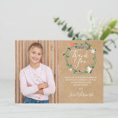 素朴な花のガーランドの初めての聖体拝領 サンキューカード (スタンド正面)