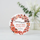 素朴な花のデザインのSave the Dateカード 招待状 (スタンド正面)