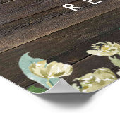 素朴な花のバラ ウェディング ウェルカム サイン ポスター (角)