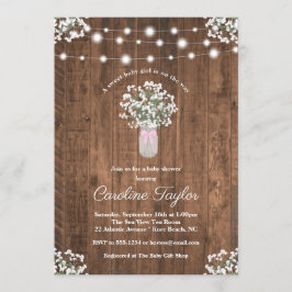 素朴な花のマスンジャー ライト ベビーガール シャワー 招待状