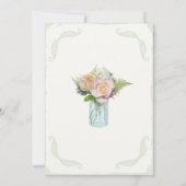 素朴な花のメーソンジャーのバラの原稿のタイポグラフィ 招待状 (裏面)