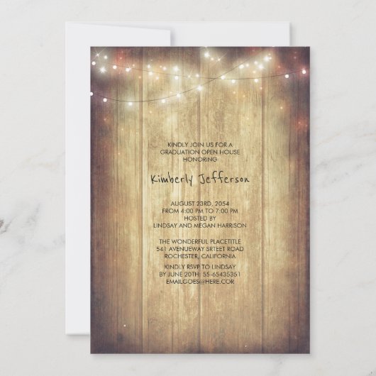 素朴な花のメーソンジャーの写真の卒業パーティー 招待状 (裏面)