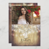 素朴な花のメーソンジャーの写真の卒業パーティー 招待状 (正面/裏面)