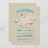 素朴な花のリースのバーラップのブライダルシャワーの招待 招待状 (正面/裏面)