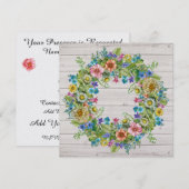 素朴な花のリースの招待状 招待状 (正面/裏面)