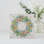 素朴な花のリースの招待状 招待状 (スタンド正面)