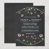 素朴な花のリースの黒板ウェディング招待状 招待状 (正面/裏面)