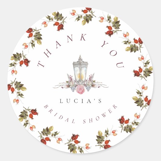 素朴な花のローズ ブライダルシャワー 感謝 ラウンドシール (正面)