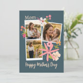 素朴な花の写真コラージュ 母の日 シーズンカード (スタンド正面)
