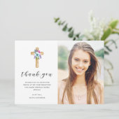 素朴な花の十字のクラフトの一見の写真の確認 サンキューカード (スタンド正面)