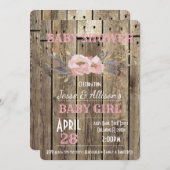 素朴な花の女の赤ちゃんのベビーシャワーの招待状 招待状 (正面/裏面)