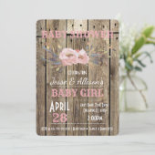 素朴な花の女の赤ちゃんのベビーシャワーの招待状 招待状 (スタンド正面)