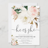 素朴な花の性は、白いピンクのマグノリア明らかにします 招待状 (正面)