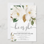 素朴な花の性別発表、白いマグノリア 招待状 (正面)