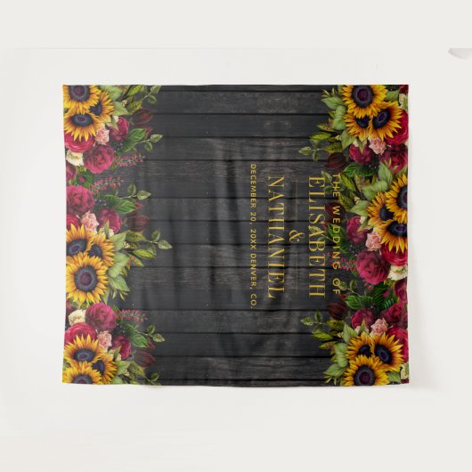 素朴な花の木のウェディングフォトブースの背景 タペストリー (正面(横))