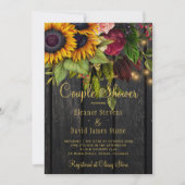 素朴な花の木のバーガンディー冬のカップルシャワー 招待状 (正面)