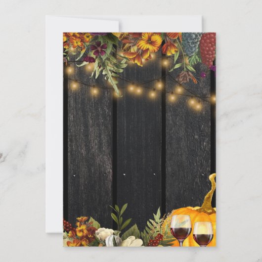 素朴な花の木の飾りのパンプキン フレンズギビングパーティ 招待状 (裏面)